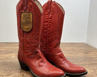 Dan Post El Paso Cowboy Boots Red Rodeo Western Embroidered Size 8.5 NWT Women