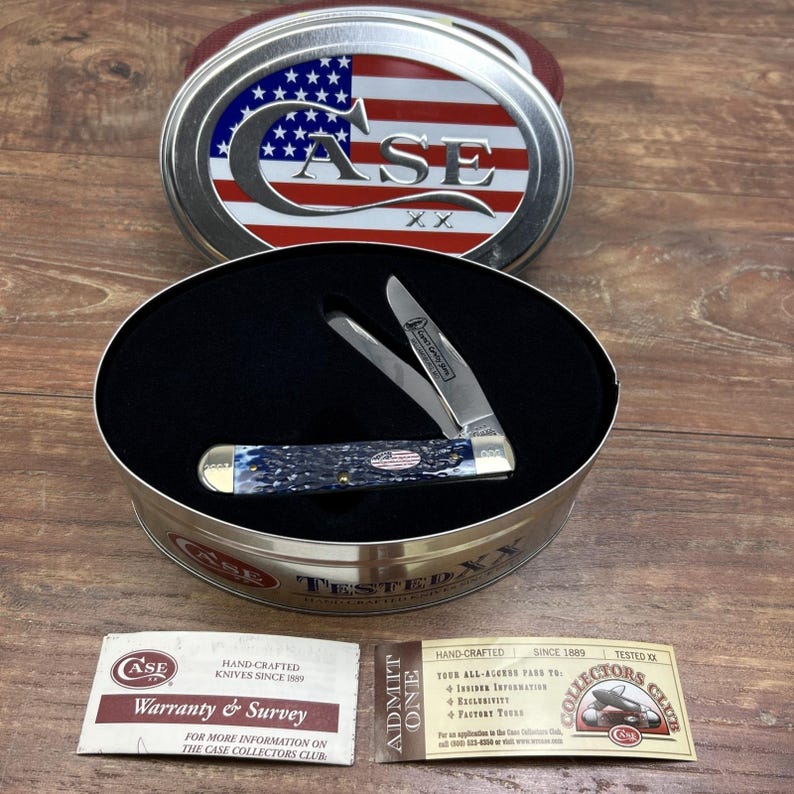 2003 Case XX Knife 6254 SS Trapper Crane's Country Store Navy Blue Flag #2/250!! image 1