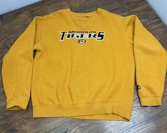 Sudadera vintage Starter Missouri Tigers para hombre, talla grande, color dorado, cuello redondo, estilo años 80 y 90.