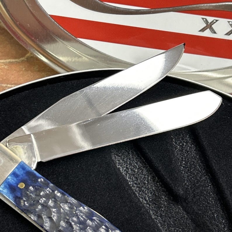 2003 Case XX Knife 6254 SS Trapper Crane's Country Store Navy Blue Flag #2/250!! image 7