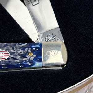 2003 Case XX Knife 6254 SS Trapper Crane's Country Store Navy Blue Flag #2/250!! image 2