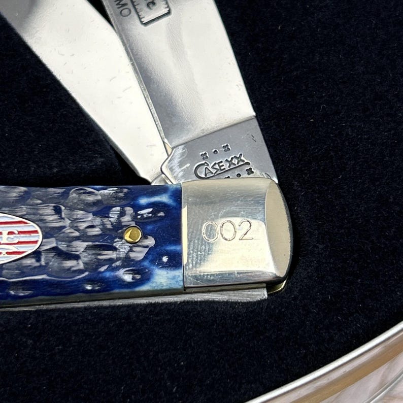 2003 Case XX Knife 6254 SS Trapper Crane's Country Store Navy Blue Flag #2/250!! image 2