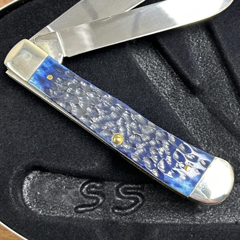 2003 Case XX Knife 6254 SS Trapper Crane's Country Store Navy Blue Flag #2/250!! image 6