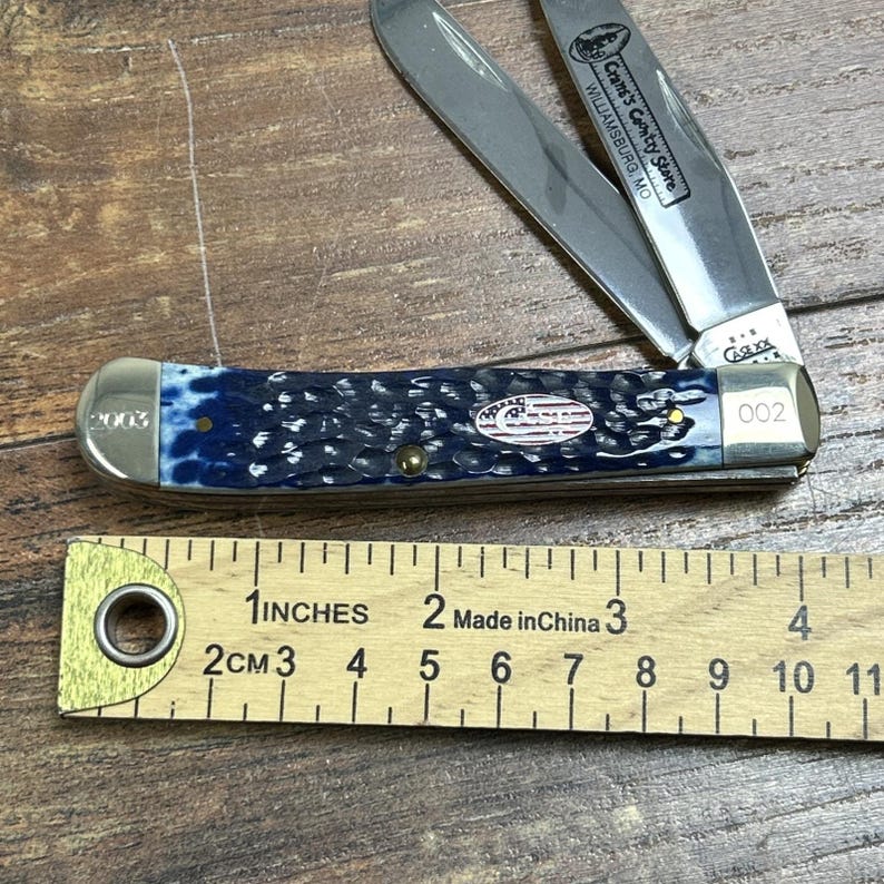 2003 Case XX Knife 6254 SS Trapper Crane's Country Store Navy Blue Flag #2/250!! image 9