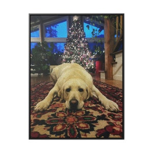 Golden Lab &quot;Hogan&quot; voor de kerstboom - Gallery Canvas Wraps, Vertical Frame