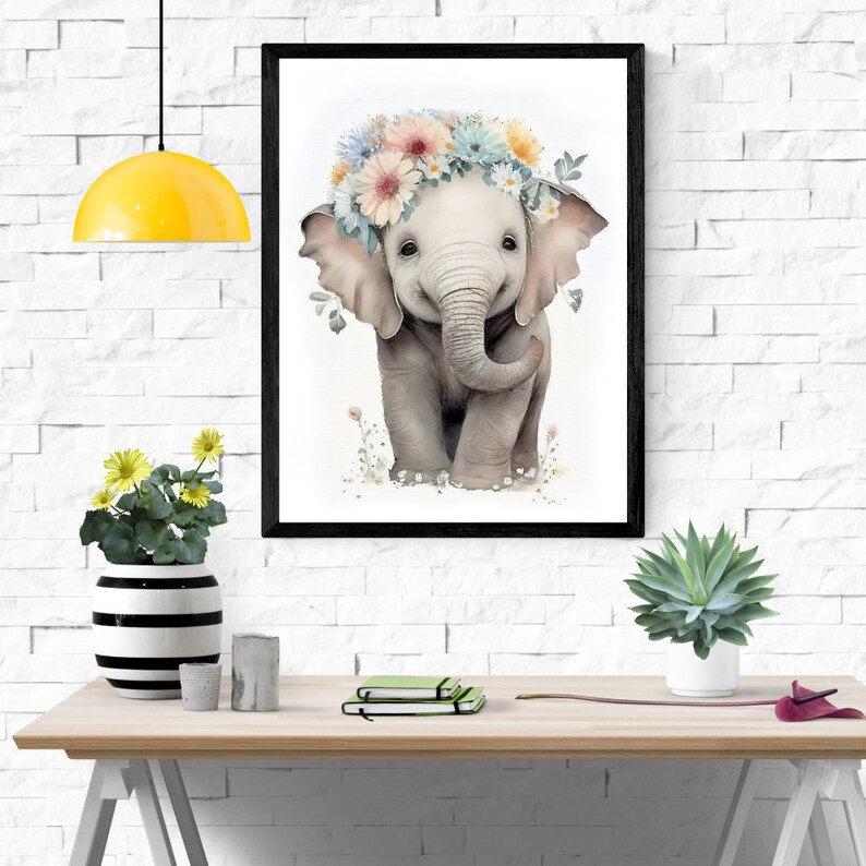 Elephant Printable Wall Art Nursery Decor.home Decor Baby Elephant ...