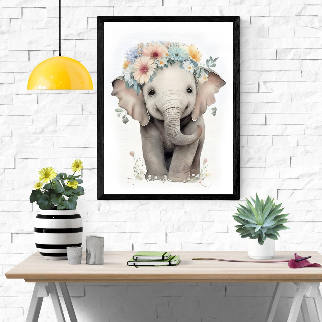 Elephant Printable Wall Art Nursery Decor.home Decor Baby Elephant ...