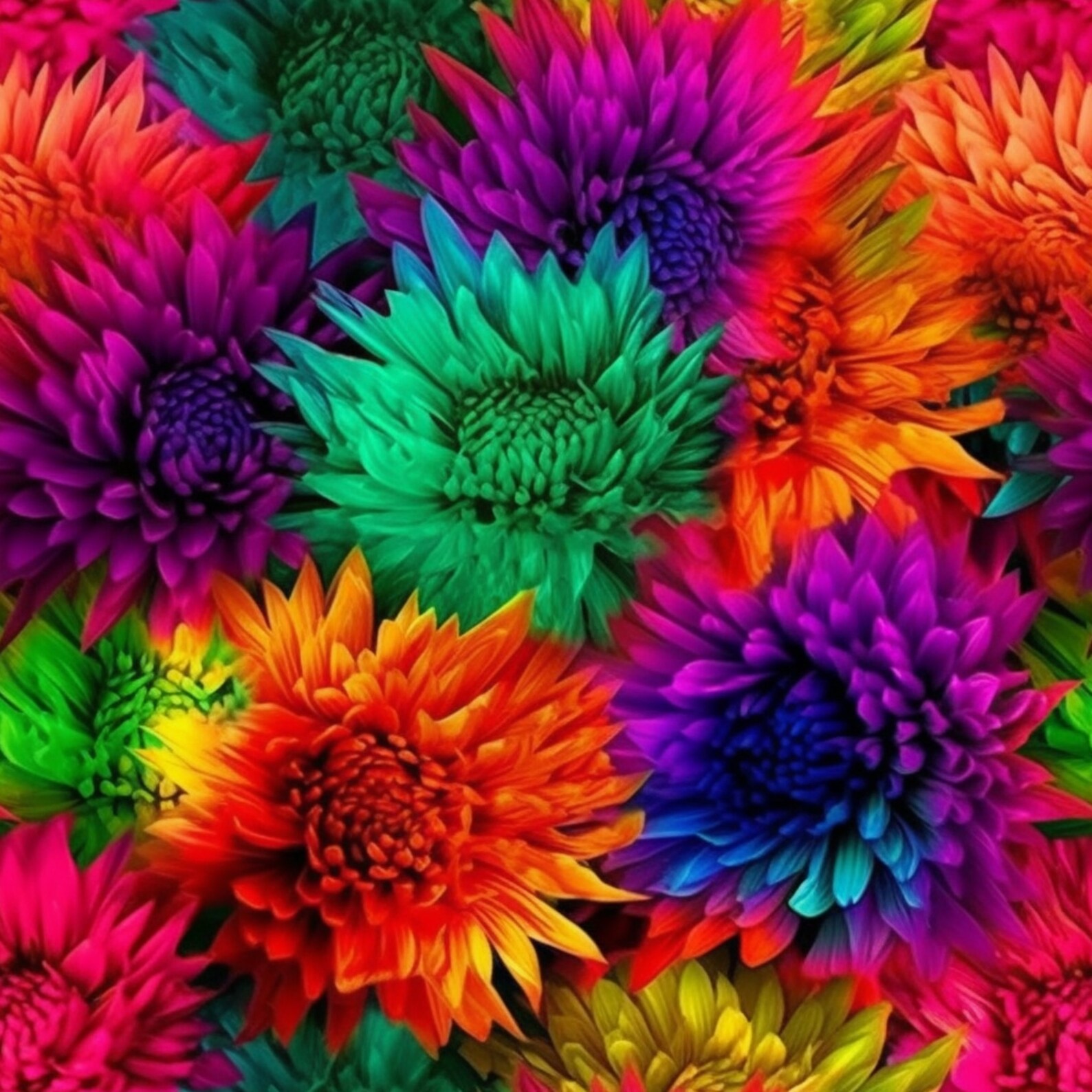 Rainbow Floral Seamless Pattern Digital PNG Rainbow Custom Digital ...