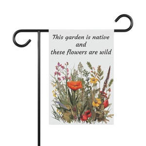 Bandera de jardín nativo, pancarta de pradera de bolsillo de flores silvestres, regalo para jardinero, dejar las hojas, salvar a las abejas, hierba nativa