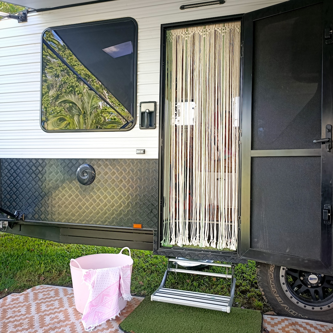 Green & Natural Boho Caravan Door Curtain the Etsy