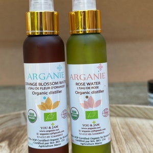 Organic Rose water and Orange blossom water from Morocco | Toner | Make up Remover | USDA Organic |Free Shipping