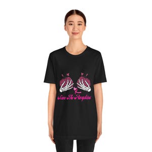 Breast Cancer Awareness, Pumpkin-Themed shirts, Pink Ribbon.
