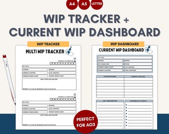 Multi WIP Tracker PDF | AO3 Writing Planner Fanfiction Dashboard | Printable Author Planner & Writing Worksheets for Fanfic Writers