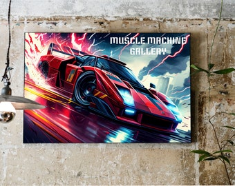 Ferrari F40 Drift | Kleurrijke kunst aan de muur | Digitale kunstafdrukken | Afdrukbare poster | Digitaal downloaden