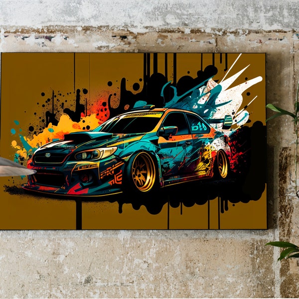 Subaru WRX Drift | Colorful Wall Art | Digital Art Prints | Printable Poster | Digital Download