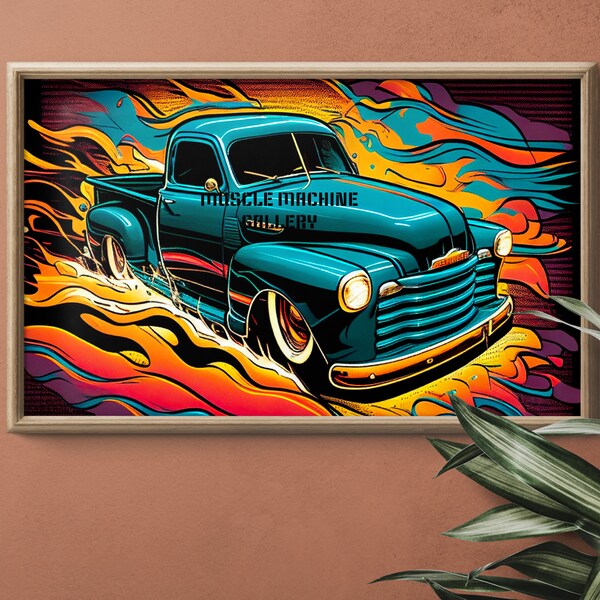 1950 Chevy Pickup | Colorful Wall Art | Digital Art Prints | Printable Poster | Digital Download