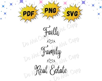 Realtor | Faith, Family, Real Estate | Png | Svg | Instant Download | Sublimation & DTF Print Files