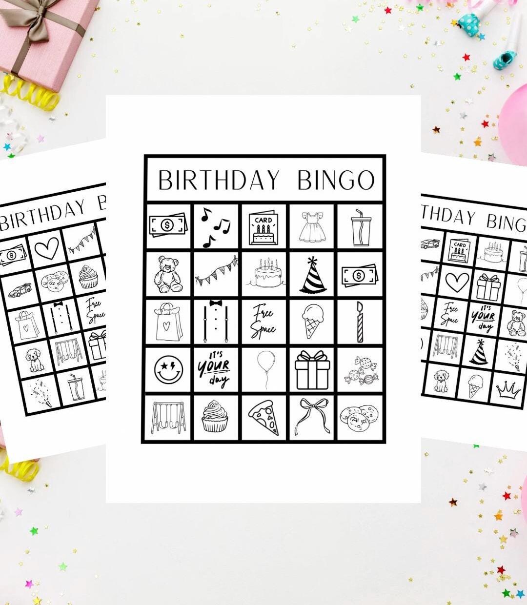 Birthday Bingo Printable PDF for Birthday Parties - Etsy