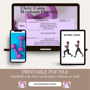 All exercises can be done with dumbbell weights. This Workout Guide includes Glute exercises where you can work out from the comfort of your own home.This Fitness guide also includes Strength workout and full body workouts to help with Weight loss