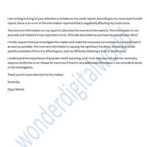 credit error report clarification letter