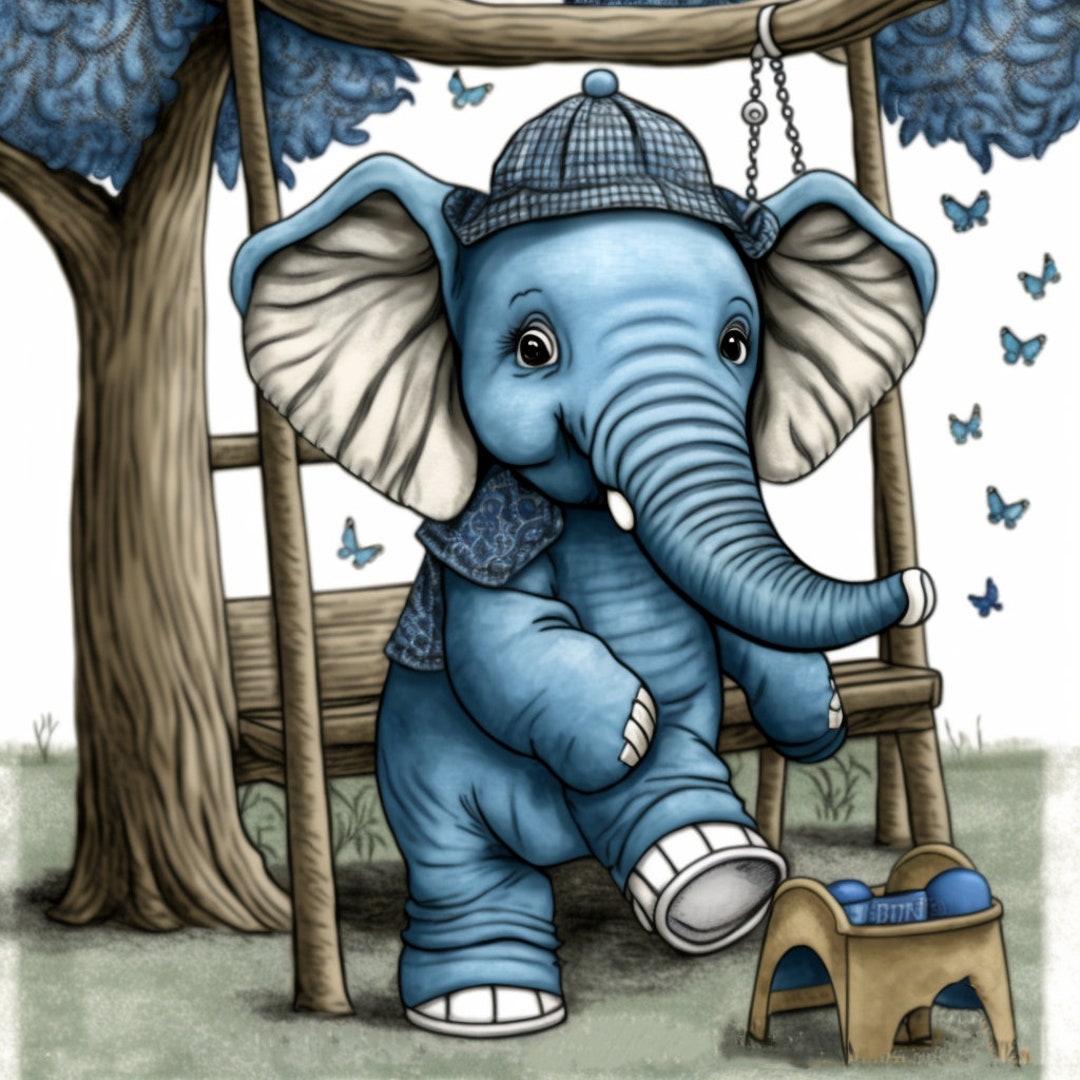 Printable Blue Elephant Perfect for Boy Playroom Nursery Decor - Etsy ...