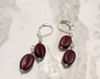 Coffee bean dangle earrings Dark roast