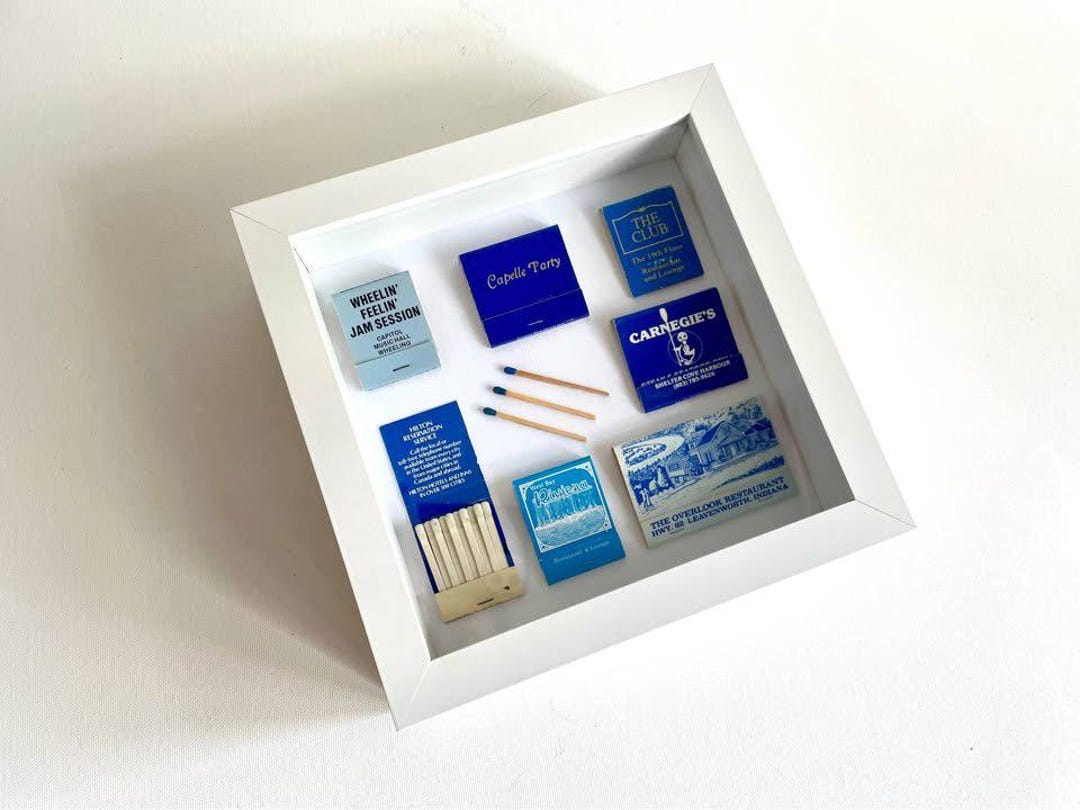 Vintage Blue Matchbook Collection in White Frame (7x7) - Etsy