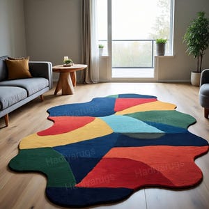 Unique HandTufted 6x9ft Primium Rug | Modern Living Area Rug,Multi colour Textured Area Rug,Modern Aesthetic Rug,Durable Soft material Tepis