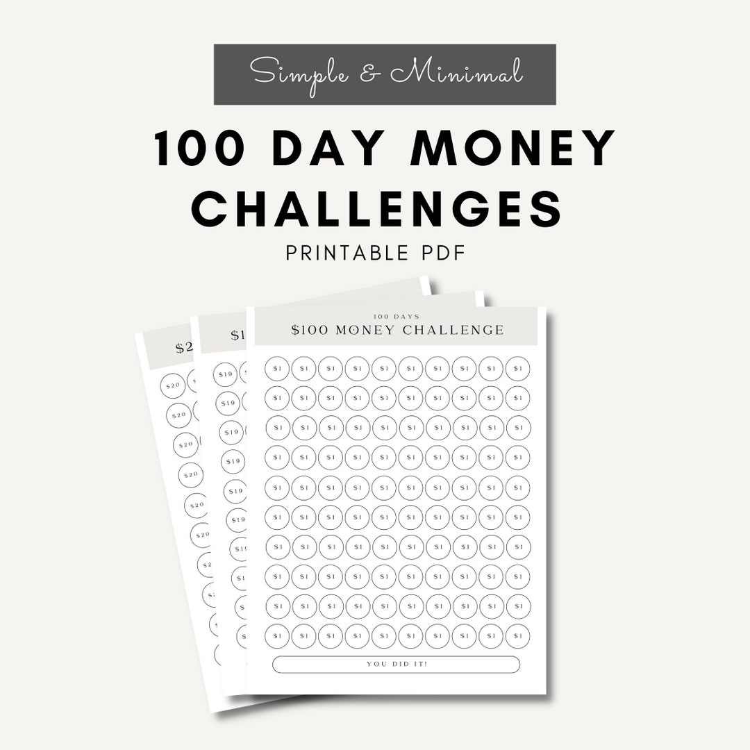 100 Day Money Challenges, Savings Tracker, Printable, Savings Tracker ...