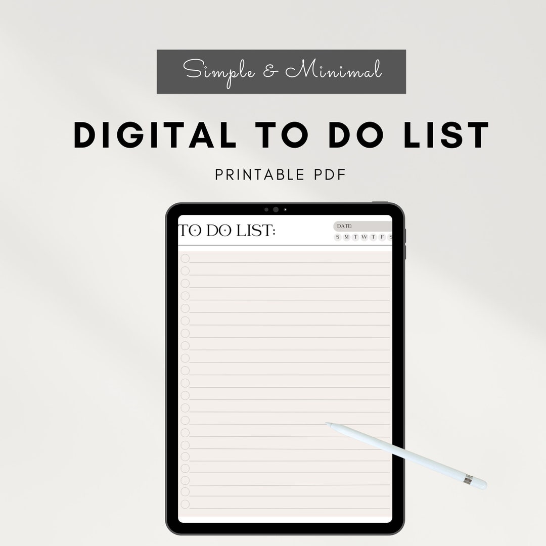Digital Daily to Do List for Goodnotes, Notability, Minimalistic