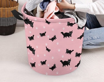 Black Cat Collapsible Laundry Basket| Folding Laundry Basket| Collapsible Laundry Basket| Foldable Laundry Basket