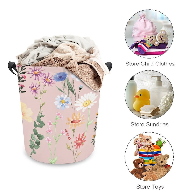 Wildflower Collapsible Laundry Basket Folding Laundry Basket Collapsible Laundry Basket Foldable Laundry Basket zdjęcie 4