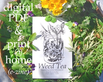 DIGITAL ZINE:  Weed Tea, Nourishing Herbal Infusions for Ritual & Everyday, print at home, make your own plant medicine, herb lover ebook