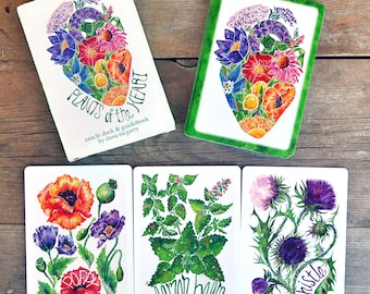 Oracle Deck:  PRE-ORDER Plants of the Heart, oracle cards and guidebook in a BOX. Watercolor oracle cards, artful divination.