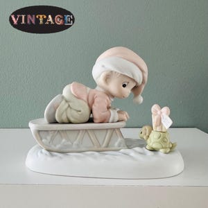 Vintage Precious Moments Figurine &#39;Bringing you a Merry Christmas&#39; with box, Collectible Keepsake for Home Decor, Perfect Christmas Gift