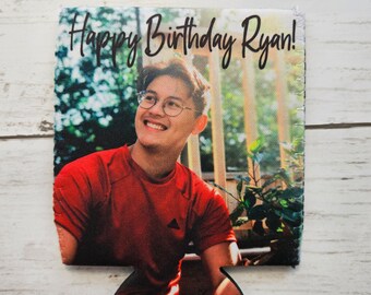 Personalized Birthday Photo Can Huggers| bachelor party picture coolie| bachelorette photo Huggy| anniversary picture can hugger