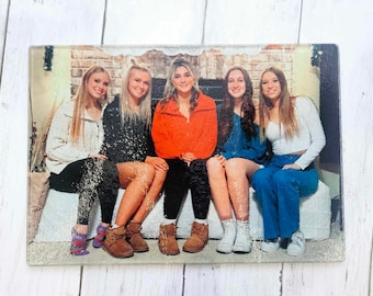 Photo Cutting Board Glass| Personalize with names| Perfect gift for House warming gift| Birthday gift| Mothers Day gift, Fathers Day gift|