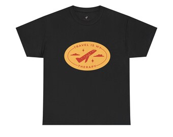 Travel Is My Therapy Tee, Unisex Heavy Cotton Travel Shirt