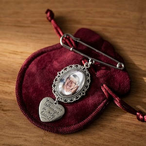 Oval Silver Wedding Bouquet Photo Memory Charm - Bridal Keepsake Momento; 1 to 3 linked in a chain