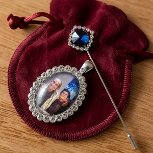 Deluxe Memorial Photo Charm for Bouquets A Personalised Wedding Gift for Her with Photo and 'Something Blue' image 4