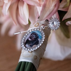 Deluxe Memorial Photo Charm for Bouquets A Personalised Wedding Gift for Her with Photo and 'Something Blue' image 3