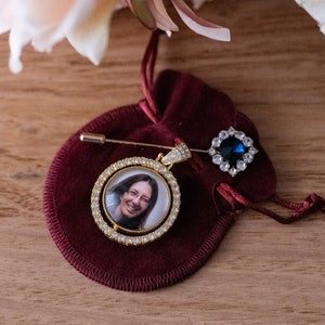 Double-sided Bridal Bouquet Photo Memory Charm, Rotatable Personalised Bridal Charm with 2 photos image 4