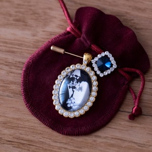 Deluxe Memorial Photo Charm for Bouquets A Personalised Wedding Gift for Her with Photo and 'Something Blue' image 2