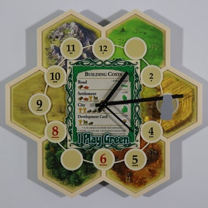 Settlers Game Room Clock - Favorite Color - I Play Green Edition