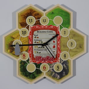 Settlers Game Room Clock - Favorite Color - I Play Red Edition