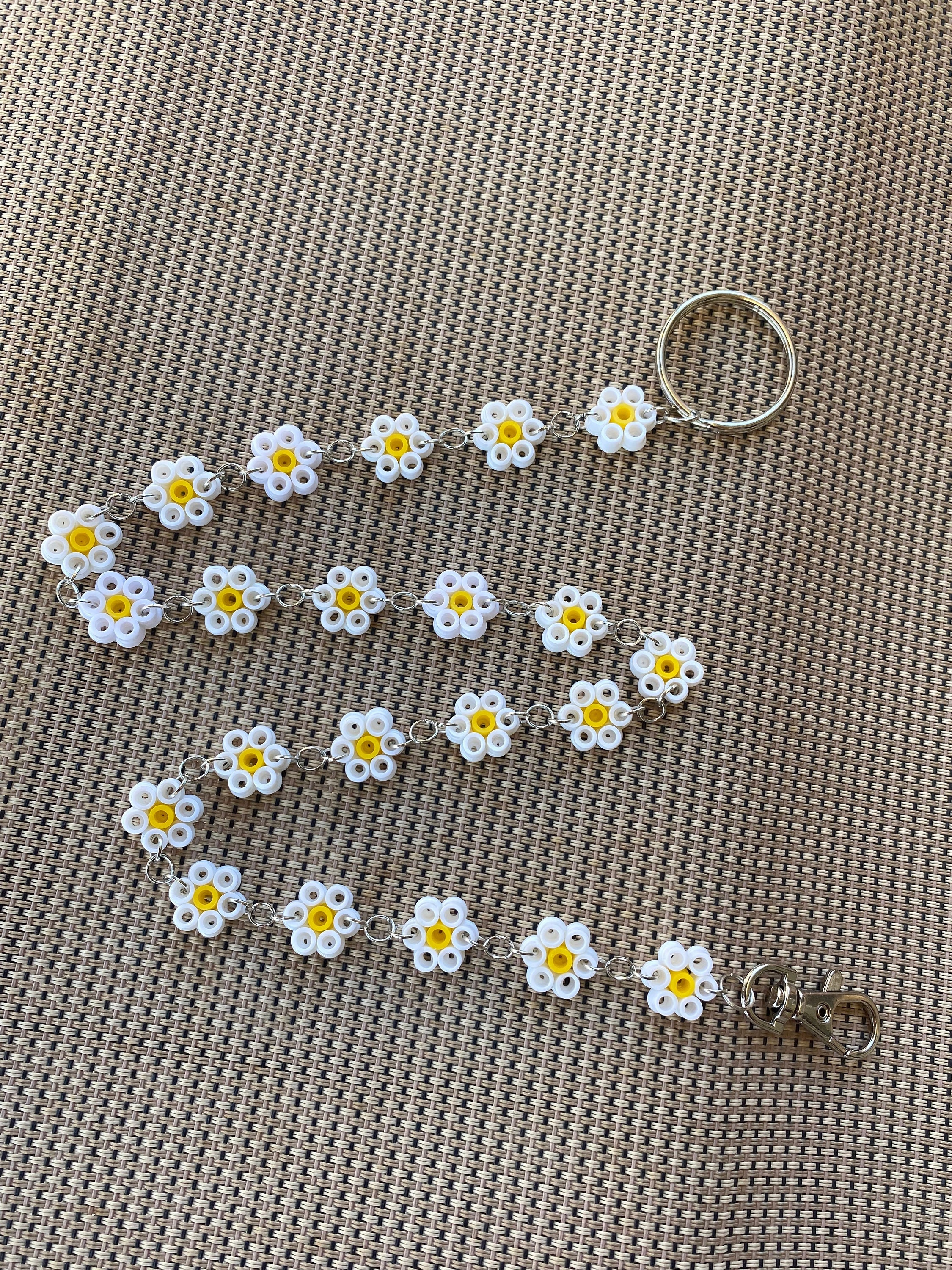 Sunflower Daisy Jean Chain Super Cute and Fun Perler Bead Daisy Jean Chains  22 Inches Long With Heavy Duty Jump Rings & Extra Flowers 