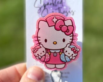 Bobine de badge de main-d'oeuvre et de livraison, bobine de badge mignon kitty, bobine de badge Nicu, bobine de badge Picu, bobine de badge rétractable d'infirmières, bobine de badge L & D