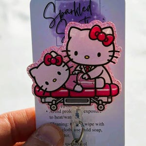 Nurse Kitty Stretcher Badge Reel, Cute kitty nurse, Retractable badge reel, Nurses badge reel, HK nurse badge reel, Medical badge reel