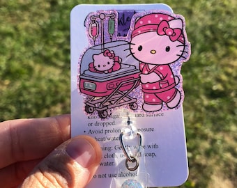 Nurse kitty badge reel, Labor and Delivery badge reel, NICU badge reel, PICU badge reel, Nurses badge reel, Baby badge reel