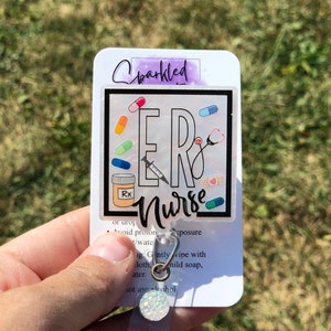 ER nurse, Medical badge reel, ER nurse retractable badge reel, Emergency room nurse badge reel